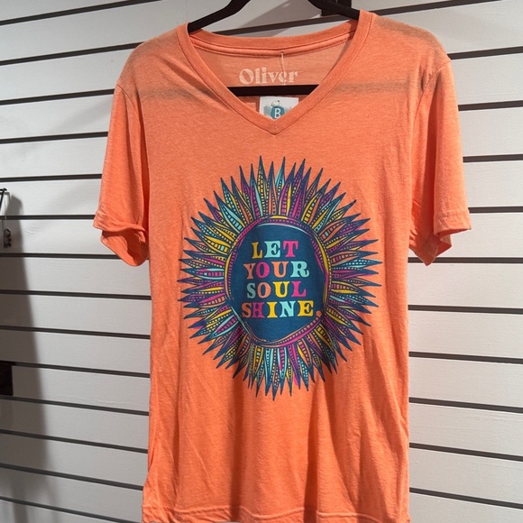 Orange Graphic T-Shirt with Sunburst Design - Picture 1 of 2